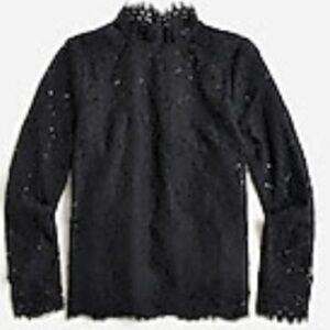J. Crew Black Lace Mockneck